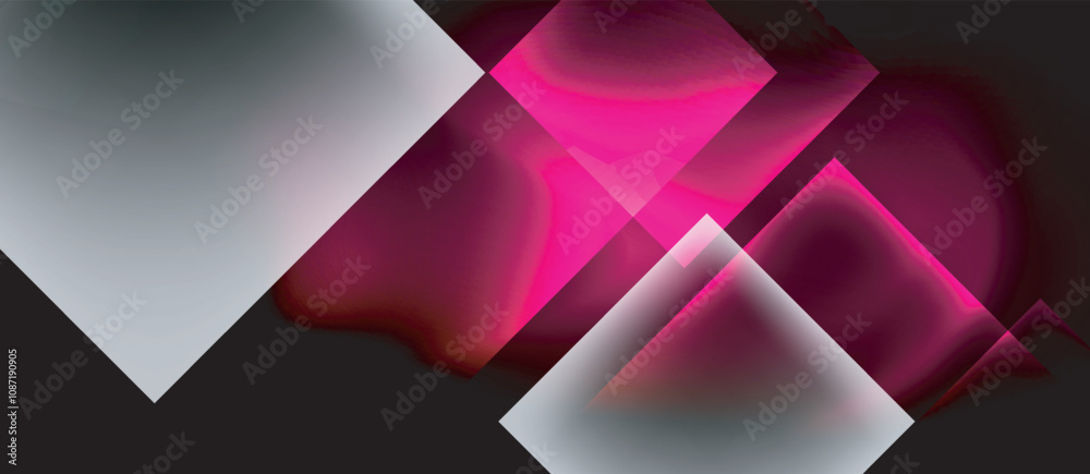 Dark neon colors with glass square shapes