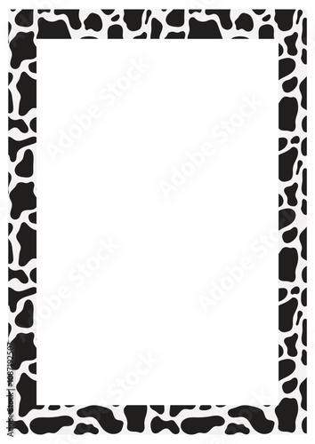 A4 frame with Cow print. Animal skin template. 