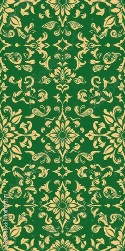 Wallpaper Mural Vintage ornate seamless pattern featuring intricate floral and geometric designs, perfect for textiles and backgrounds, design, seamless Torontodigital.ca