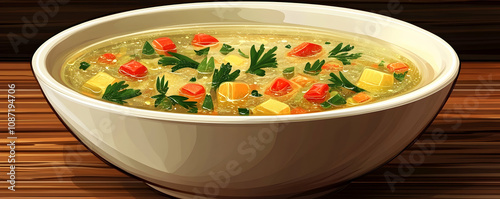 Delicious vegetable soup in a bowl.