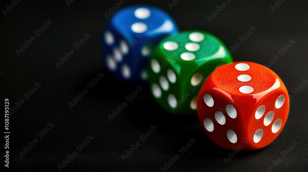 one red, one green, one blue, with white spots one red, one green, one blue, with white spots