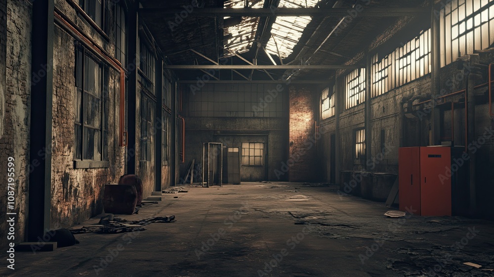 Obraz premium Dark Warehouse Interior