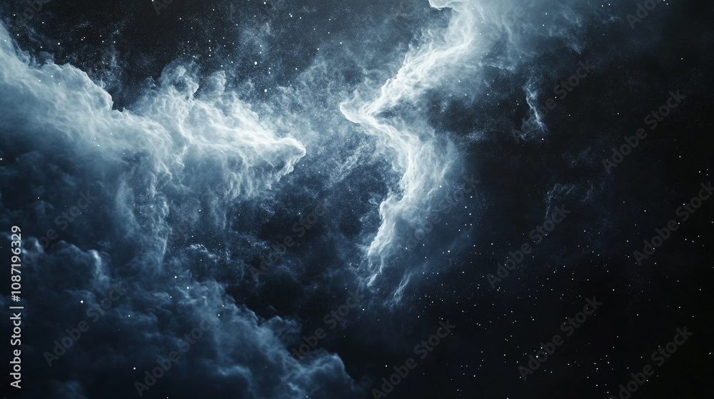 Majestic cosmic clouds illuminated by distant stars in the dark expanse of space Majestic cosmic clouds illuminated by distant stars in the dark expanse of space