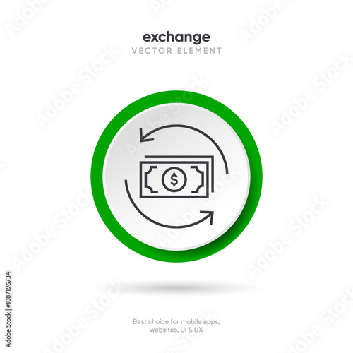 Money exchange transfer thin line icon on the white background. Money, pay, payment, cash operations, currency, exchange, savings, bank cards, currency, banking icons