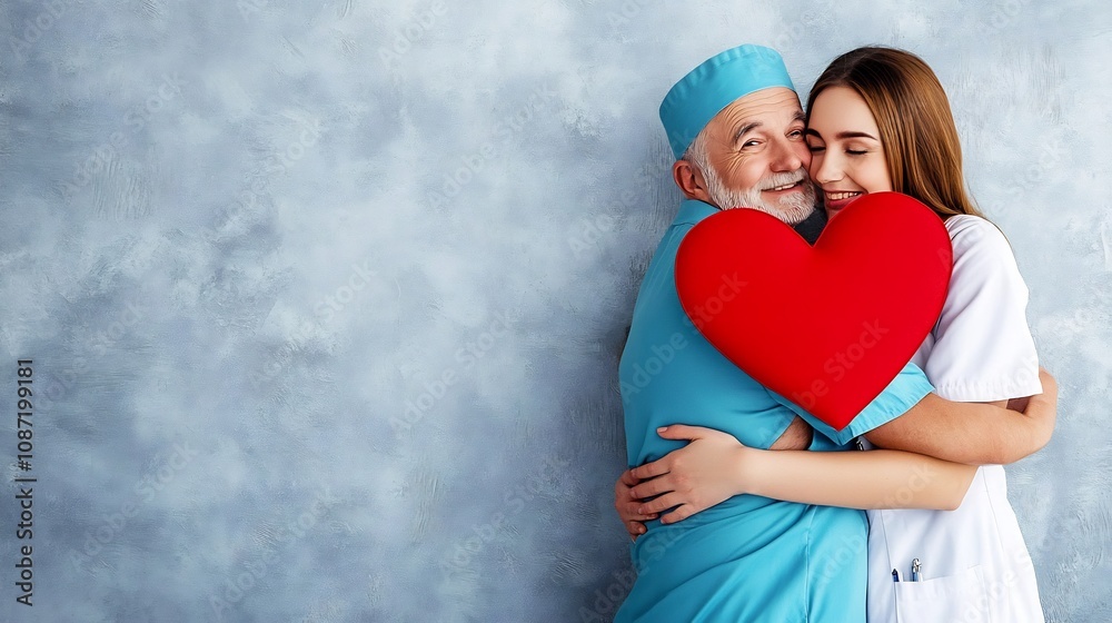 Grateful senior patient embracing caring nurse in heartwarming healthcare setting