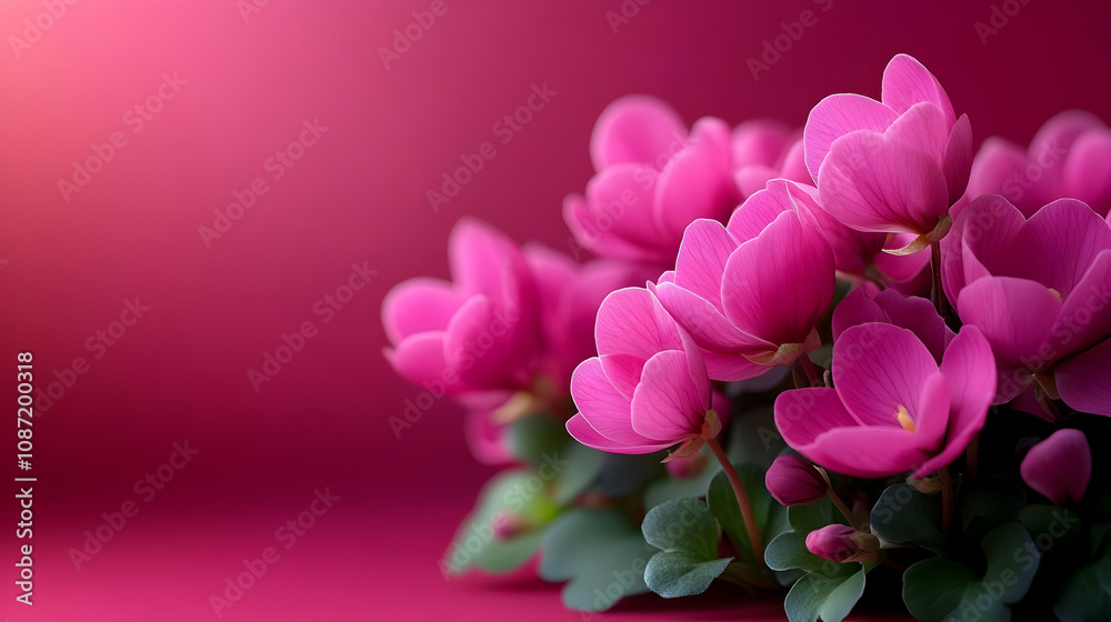 Pink Flowers on Pink Background - Photo