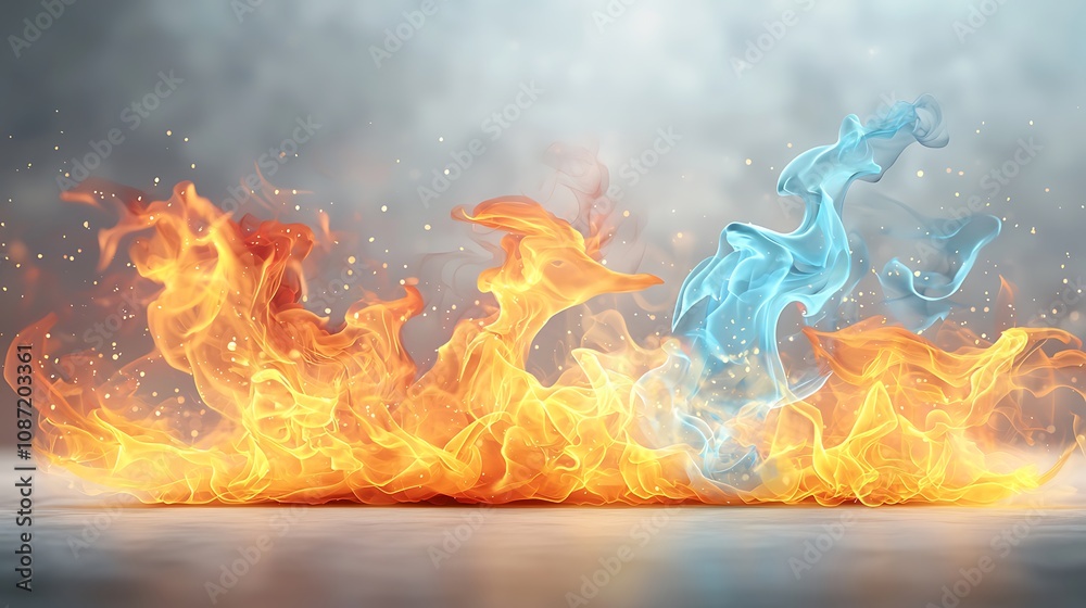 Fototapeta premium This collection features a diverse array of fiery flames, each with its own unique shape, color, and intensity