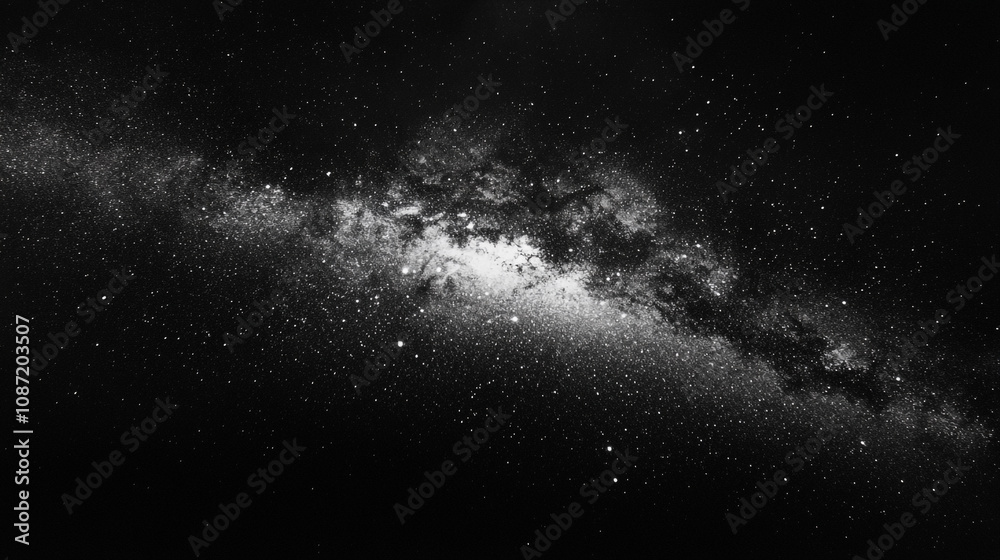 Fototapeta premium Explore the vastness of the universe with a stunning black and white depiction of a galaxy