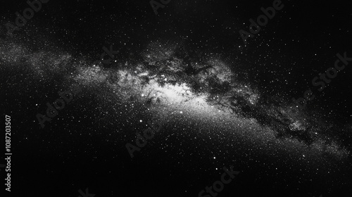 Explore the vastness of the universe with a stunning black and white depiction of a galaxy