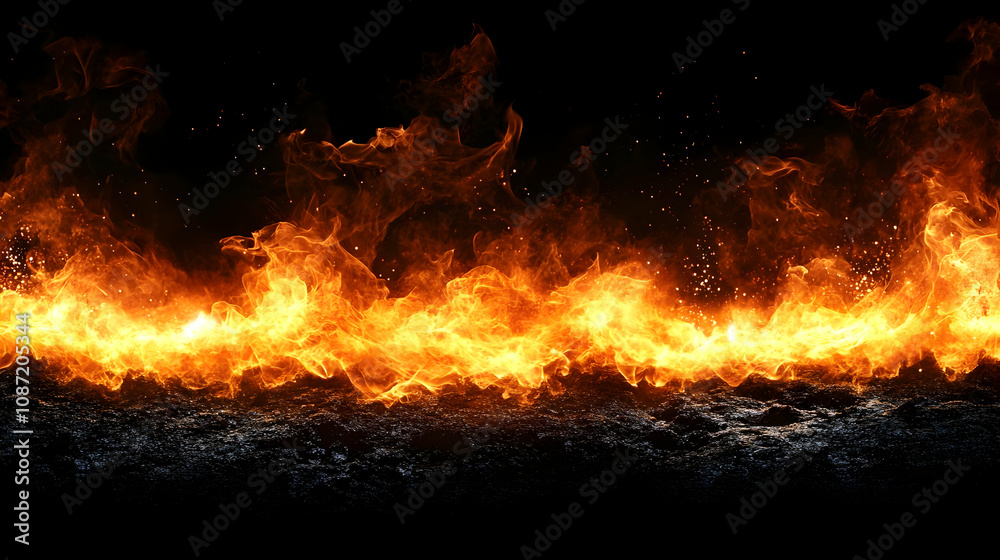 Fiery Abstract Background with Flames and Sparks Fiery Abstract Background with Flames and Sparks