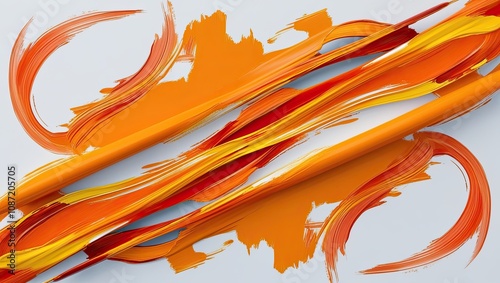 Vibrant Orange Paint Swirls,Usage: Creative background, art supply advertisement, painting tutorial, school supplies poster, artist's portfolio