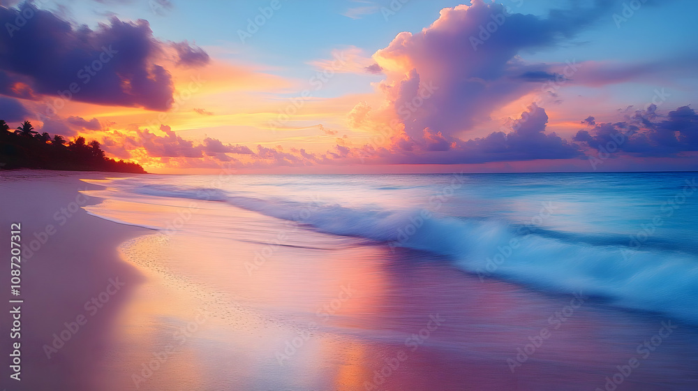 Beautiful Sunset Beach Landscape Background Beautiful Sunset Beach Landscape Background