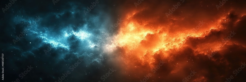Stunning Cosmic Wallpaper Depicting the Eternal Battle Between Light and Darkness, Symbolizing Heaven and Hell, Good and Evil in a Vivid, Ethereal Scene Stunning Cosmic Wallpaper Depicting the Eternal Battle Between Light and Darkness, Symbolizing Heaven and Hell, Good and Evil in a Vivid, Ethereal Scene