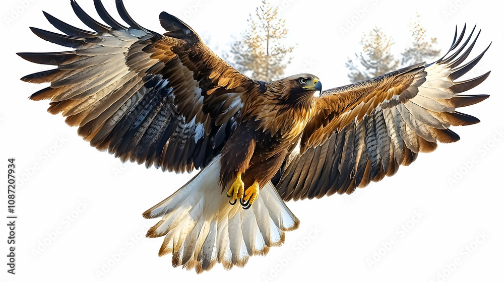 Naklejka premium Golden Eagle with Spread Wings Illustration