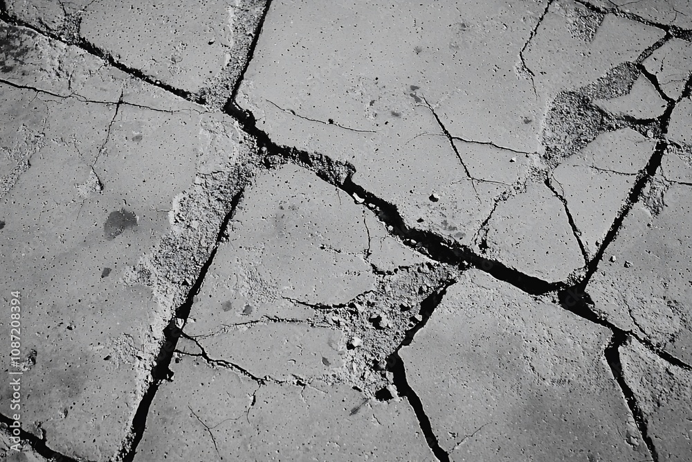 Obraz premium Cracked Surface: A Study of Dryness and Fragility