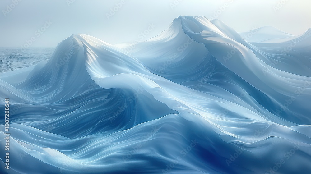 Gentle blue waves undulating under soft light during a calm day at sea Gentle blue waves undulating under soft light during a calm day at sea