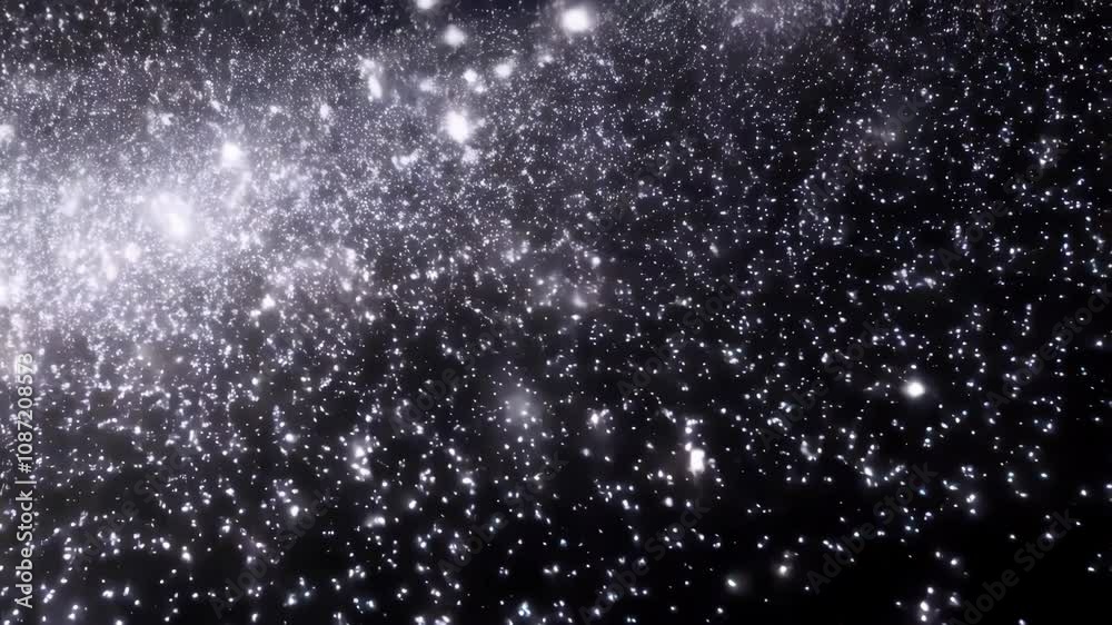 A captivating video featuring countless silver lights moving gently across a black backdrop. The effect is serene and beautiful, ideal for adding a touch of magic to any project