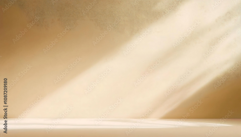 Minimalistic abstract gentle light beige background for product presentation with light andand intricate shadow from the window and vegetation on wall. Minimalistic abstract gentle light beige background for product presentation with light andand intricate shadow from the window and vegetation on wall.
