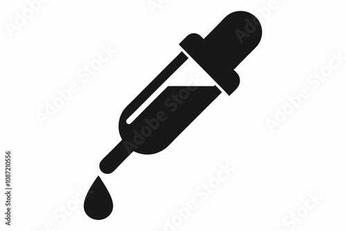 Black silhouette laboratory liquid chemical dropper tube icon and vector illustration 