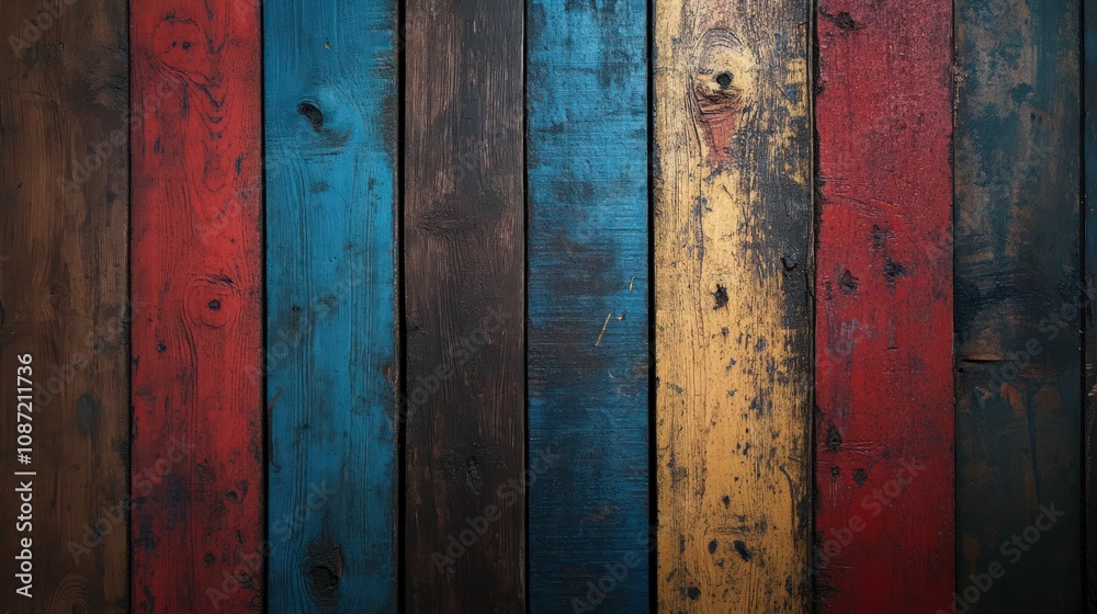 Old, grungy, colorful wood background Old, grungy, colorful wood background