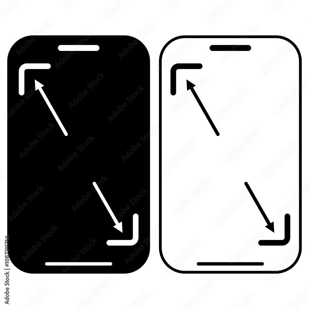 icon width diagonal dimensions of cellphone screen, icon sign symbol logo illustration, isolated on white icon width diagonal dimensions of cellphone screen, icon sign symbol logo illustration, isolated on white