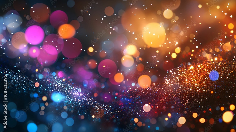 Abstract Bokeh Background with Colorful Lights and Glitter