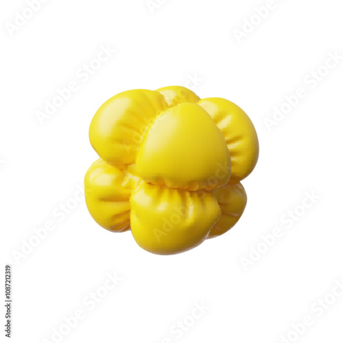 3d illustration of abstract inflatable round shape in bright yellow color on isolated background.