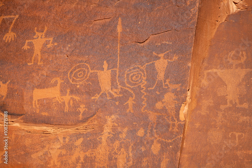 Εκτύπωση καμβά Detail of indigenous culture Petroglyphs etch in the walls along Potash Road in