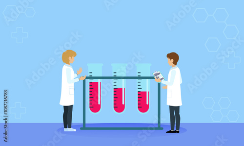 Scientists Conducting Laboratory Research with Test Tubes and Data Analysis