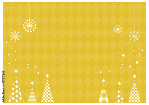 上品なツリー雪の結晶　クリスマス背景金