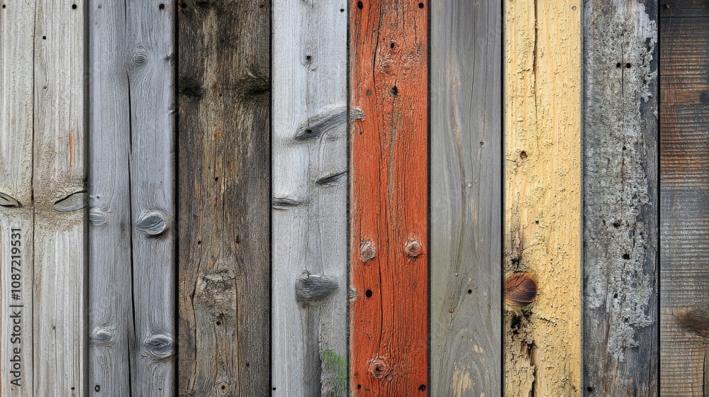 Weathered Wooden Planks with Varying Colors and Textures Weathered Wooden Planks with Varying Colors and Textures