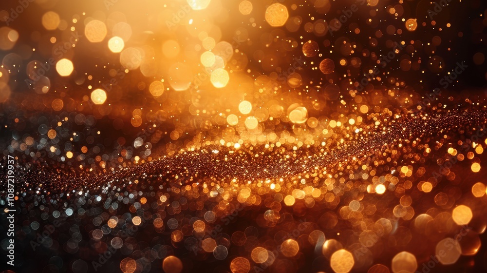 Golden sparkles create a magical atmosphere in a dimly lit space during an evening celebration or gathering
