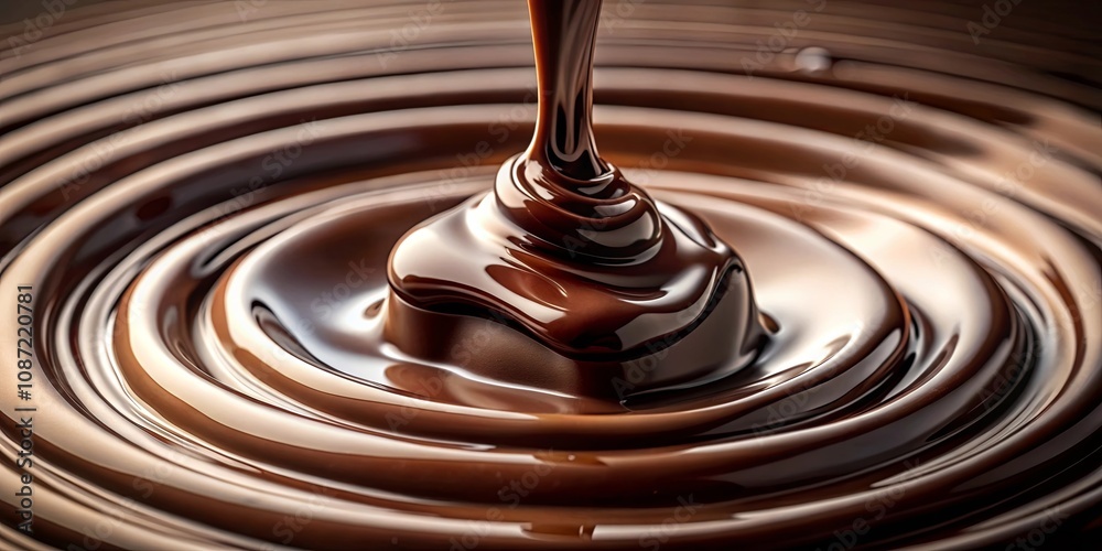 Close-up of swirling melted dark chocolate, rich and decadent texture Close-up of swirling melted dark chocolate, rich and decadent texture