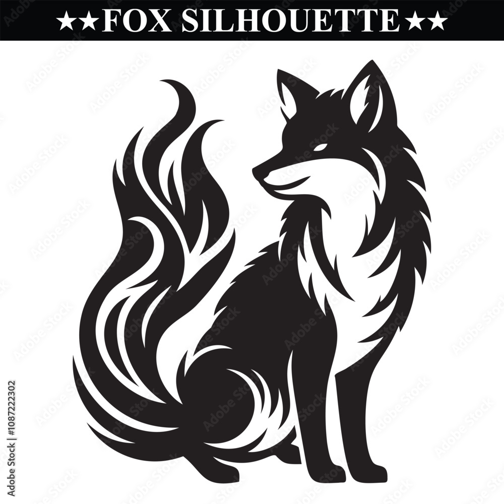 Obraz premium fox silhouette vector illustration on white background