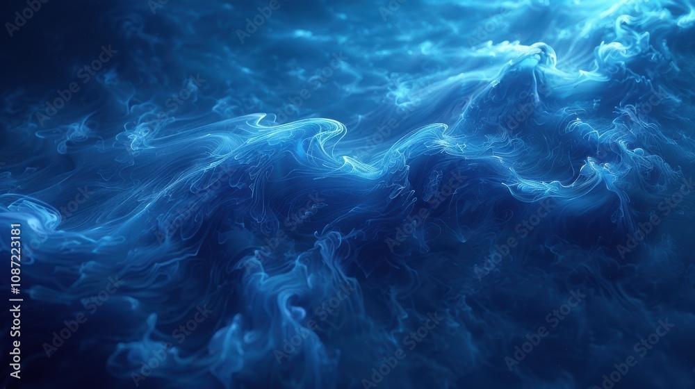 Dynamic blue ocean waves gently rolling under a tranquil sky creating a mesmerizing backdrop at sunset Dynamic blue ocean waves gently rolling under a tranquil sky creating a mesmerizing backdrop at sunset