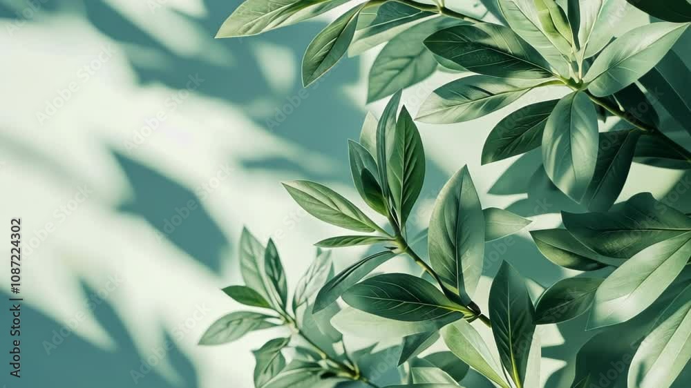 Serene Green Leaves and Shadows: A Botanical Still Life Serene Green Leaves and Shadows: A Botanical Still Life