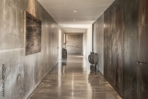 Wallpaper Mural Modern Hallway Design Showcases Polished Concrete Flooring and Minimalist Decor Nicely Torontodigital.ca