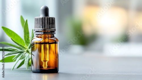 Herb oil bottles for homeopathy herbs are typically small, amber colored glass bottles with dropper lids, allowing for precise and controlled application of the potent herbal extracts photo