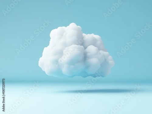 minimalist 3d illustration of a fluffy white cloud with a clean background, evoking a sense of lightness and tranquility, perfect for creative projects and digital media