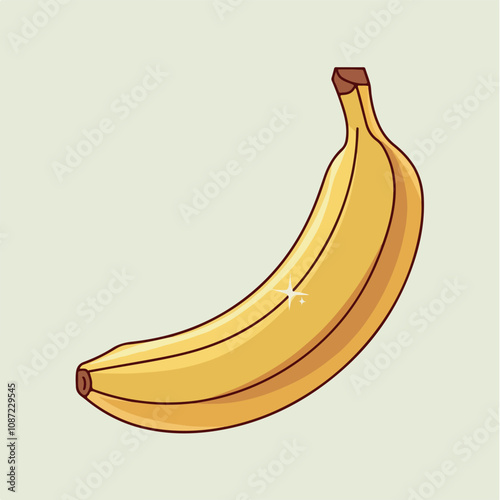 Banana Cartoon Style:
"Create a flat-style vector illustration of a single banana in a cartoon style. The banana should be bright yellow with simple, clean lines and light shading for dimension. Add s