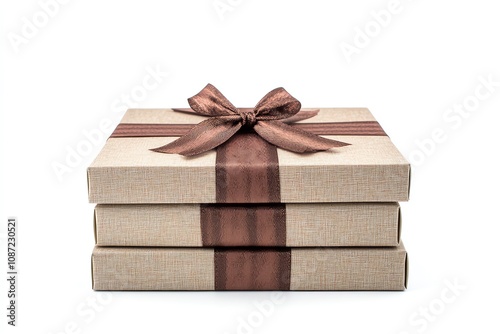 Here are a few options for a description, all under 150 characters:

* **Option 1 (Focus on gift):**  Stack of gifts, brown kraft paper boxes with ribbon photo