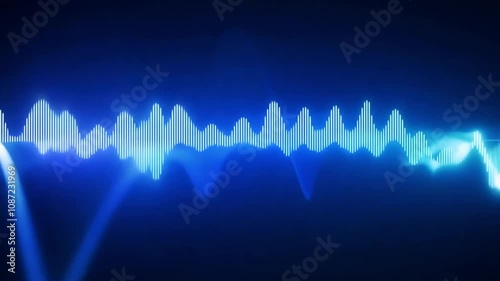 Soundwave patterns in vibrant blue, representing audio technology, frequency analysis, and modern sound design concepts.