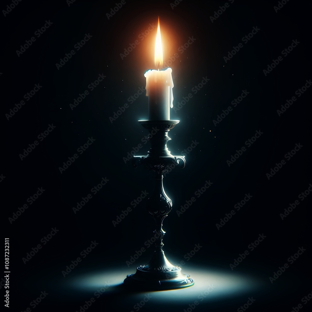 Fototapeta premium candle darkness flame light candlestick night starry sparkles magic void mystical
