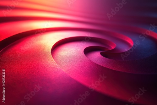 Abstract Spiral Design with Red, Orange, and Purple Lighting