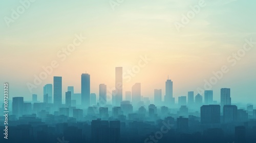 A hazy city skyline with visible smog, illustrating air pollution and its impact on urban living and the environment.