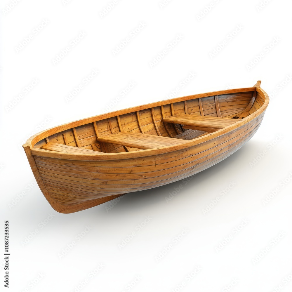 3D render asset of boat wooden isolated on white background 3D render asset of boat wooden isolated on white background