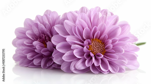 Purple Flowers Blooming on White Background - Photo