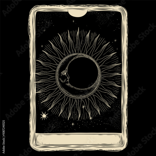 Vector illustration set of moon phases. Different stages of moonlight activity in vintage engraving style. Zodiac Signs	
