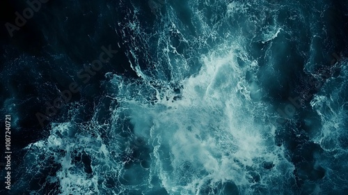 Powerful ocean waves crashing against each other during a stormy day at sea