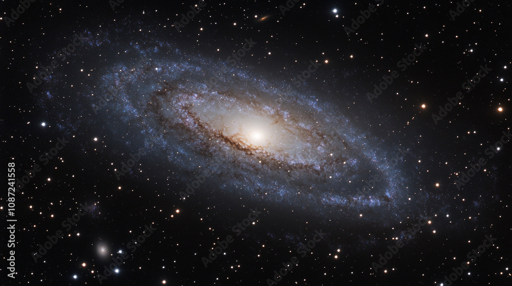 Fototapeta premium Stunning spiral galaxy illuminated by starlight in the vastness of outer space at night